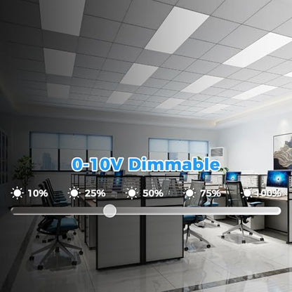 2x4 LED Flat Panel Light 6PACK, 7700 Lumens, 0-10V Dimmable, 30-70W | 3000K-4000K-5000K-5700K-6500K Adjustable, 120-277V Recessed Drop Ceiling Light for Office, School, Commercial Use