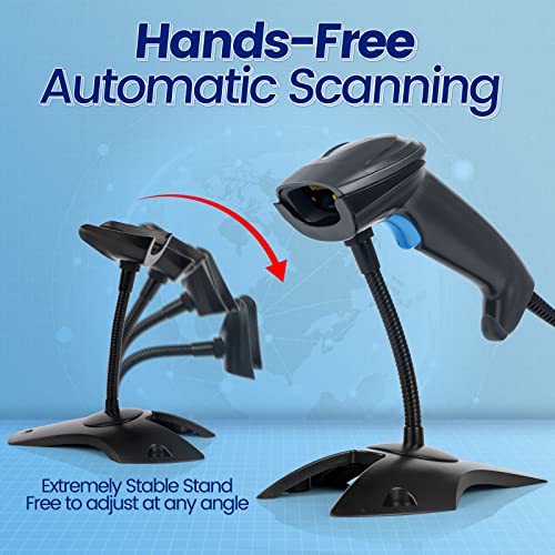 OBZ 1D 2D Barcode Scanner with Stand USB Wired Handheld Code Scanner Reader - style: USB handheld Scanner with Stand