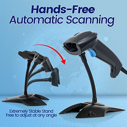 OBZ 1D 2D Barcode Scanner with Stand USB Wired Handheld Code Scanner Reader - style: USB handheld Scanner with Stand