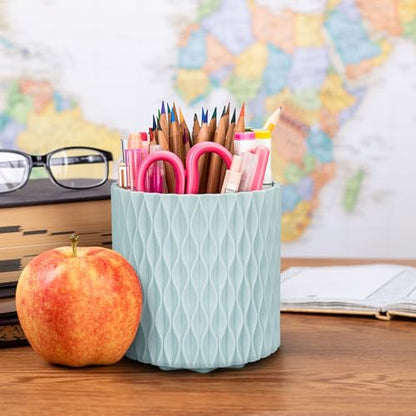 Pencil Holder - 360° Rotation, 5 Slot Desk Supplies For Women Office Aesthetic. Pen Holder For Office&School, Desk Accessories(Blue) - color: blue