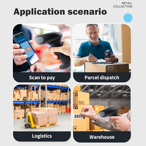 Wireless Barcode Scanner 1D QR Scanner Wireless Handheld Laser Bar Code Reader 3-in-1 with Bluetooth & 2.4G Wireless & USB Wired Works with iPad, Android Phone, iPhone, Laptop-U26 - color: Black-U26