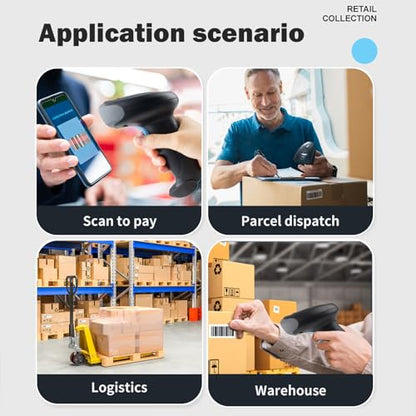 Wireless Barcode Scanner 1D QR Scanner Wireless Handheld Laser Bar Code Reader 3-in-1 with Bluetooth & 2.4G Wireless & USB Wired Works with iPad, Android Phone, iPhone, Laptop-U26 - color: Black-U26