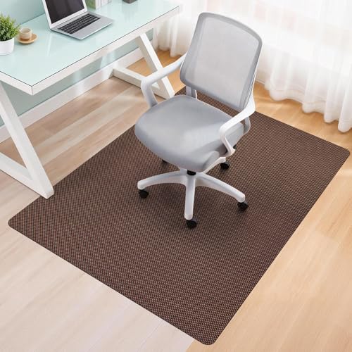 Office Chair Mat for Hard Floors,48"x60" Anti-Slip Waterproof Hardwood Floor Chair Mat,Heavy Duty Floor Protector Rolling Chairs for Home Office(Coffee) - color: Coffee, size: PVC 48"x60"