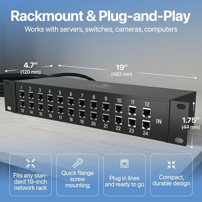 24 Port Rackmount Ethernet Surge Protector - Tupavco TP224