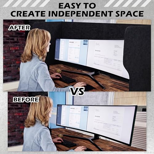 Large Desk Divider Foldable U Privacy Partition 48"L x 20"H, Black - size: 48"L x 20"H, style: Retro