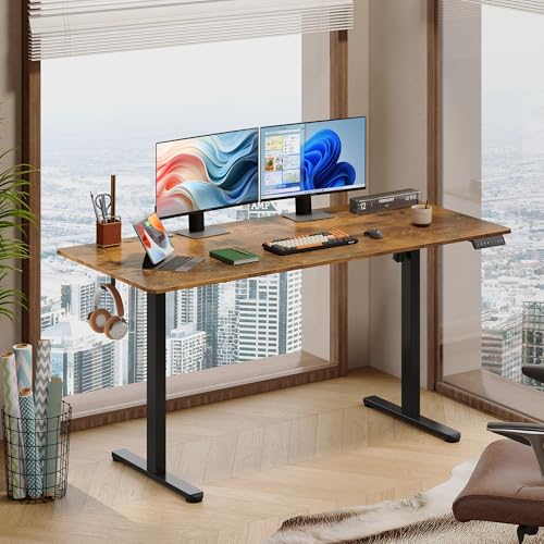 DEVAISE 63 Inch Standing Desk with Split Top, Computer Desk, Rustic Brown - color: Rustic Brown, size: 63 Inch