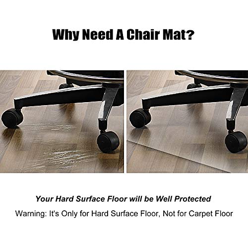 Azadx Clear Office Chair Mat 36'' X 48'', Durable Desk Chair Mat with Lip | Heavy Duty Plastic Office Floor Mat Under Rolling Chairs for Easy Glide and Protection (36" X 48" with Lip) - size: 36" X 48" with Lip