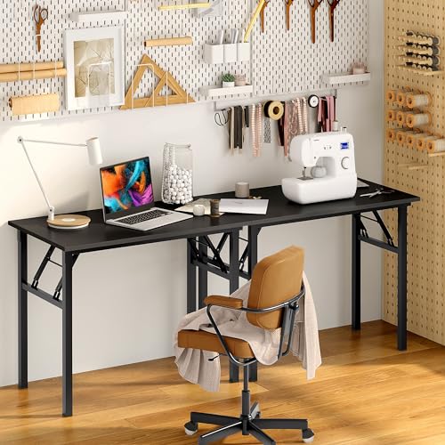 Need Office Computer Desk 39.3 Inch Sturdy Folding Laptop Table Black | Black Frame Writing Gaming Work Table/Foldable Home Office Desk/Sewing Table, No Assembly Required - color: Black & Black Frame, size: 39inch
