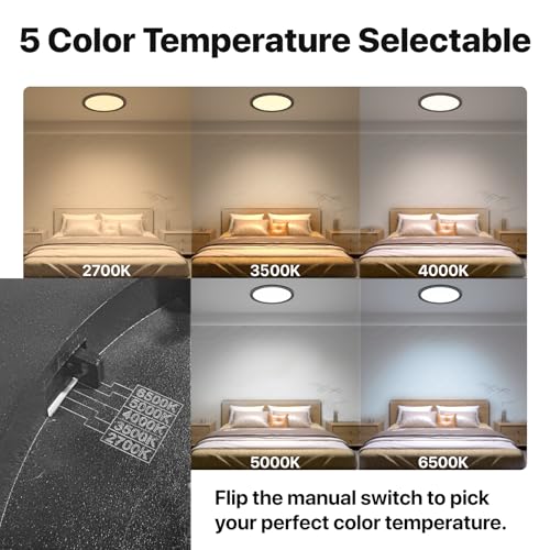 12 Inch Black LED Flush Mount Ceiling Light Fixture (2 Pcs) - color: Black, size: 12inch-2Pack