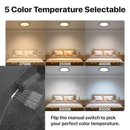 12 Inch Black LED Flush Mount Ceiling Light Fixture (2 Pcs) - color: Black, size: 12inch-2Pack