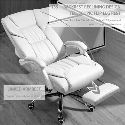 Ergonomic Executive Office Chair with Footrest Leather Computer Desk Chair High Back Home Task Chair with Lumbar Support Comfortable for Bedroom Business(Gray) - color: Grey