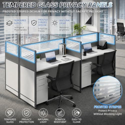 Office Cubicle Desk with Privacy Panels - Modular Office Workstation for 2/4/6/8/10 Person, Wood and Metal Workstation for Business Commercial Workspace,White,6 Person - size: 6 Person