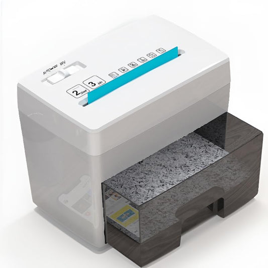 Micro Cut Paper Shredder for Home Office - Mini Electric Desktop Shredder with Cross-Cut, Confidential Document Security for Private/Individual Offices, White & Space-Saving