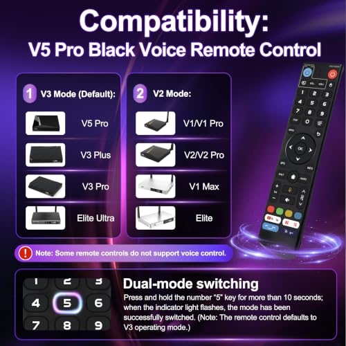 New V5 Pro Black Bluetooth Voice Remote Control,Compatible with vSeeBox V3/V2/V1/V5 Pro, V3 Plus,V1/V2,Max,Elite - color: Black