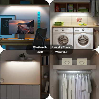LED Under Cabinet Lighting with Touch Switch, Dimmable Under Cabinet Lights, Under Counter Lighting for Desk, Cold White 6000K - color: Cold White, size: 15 Inch - with Plug
