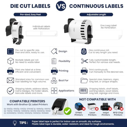 12-Pack Compatible with Brother DK-1203 300 Removable File Folder Labels - size: 0.66" X 3.4”