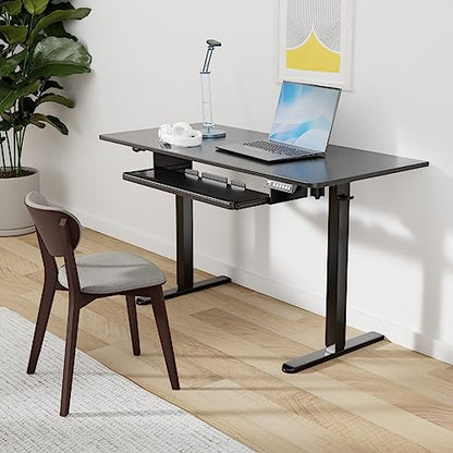 ErGear Electric Standing Desk with Keyboard Tray, 55x28 Inches Adjustable Height Sit Stand Up Desk, Home Office Desk Computer Workstation, Black - color: Black, size: 55" X 28"
