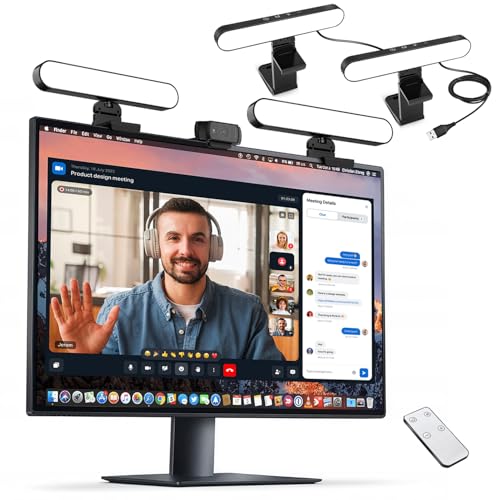Dual-lamp Video Conference Lighting, LED Streaming Light with Remote and Touch Control, Zoom Lighting for Computer,Webcam Laptop Monitor Ring Light for Video Calls/Zoom Meetings/Video Recording - color: Black
