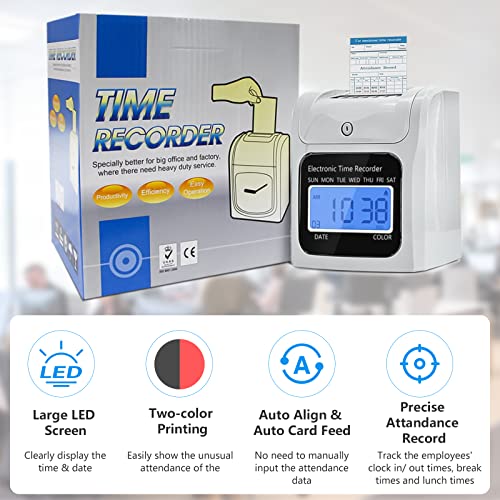 Time Clock Bundle with 400 Time Cards, 4 Ink Ribbons, 2 Ten-Slot Time Card Racks, & 2 Security Keys, Auto-Align Time Clocks for Employees Small Business - style: 400-Card Time Clock Bundle with Keys