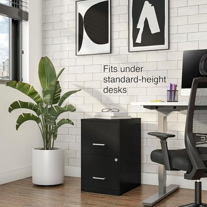 Staples 2-Drawer Vertical File Cabinet, Letter Size Documents, Lockable, 18.9" D x 14.3" W x 24.1" H, Black - color: Black, style: 1 Pack