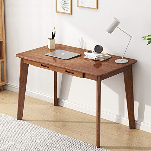 IOTXY Solid Wood Writing Desk - Home Office Laptop Computer Table, Walnut - color: Walnut, size: 100CM