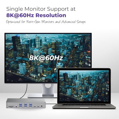 Thunderbolt 4 MacBook Docking Station Dual Monitor 21-in-1 USB-C Dock, 150W