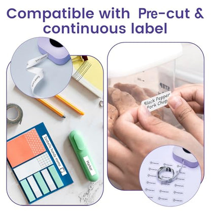 Phomemo D30 Portable Thermal Printer, Bluetooth Mini Label Maker Machine | Lightweight Portable Printer Small Label Maker, Abundant Templates Fonts & Icons for Kids Home School Office, Easy to Use - color: Purple