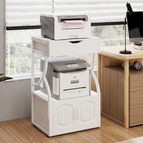 Natwind 3 -Tier Rolling Printer Cabinet with File Storage,23.6"x15.8",White - size: Style A