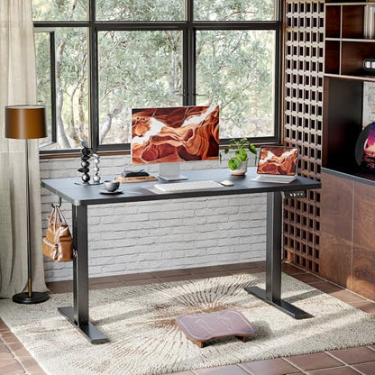 TIQLAB Standing Desk 47 x 24 inch, Electric Height Adjustable Desk with Splice Board, Stand Up Desk, Sit Stand Computer Desk for Home Office, Black Frame/Black Top - color: Black, size: 47*24 inch