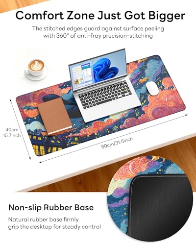 Mouse Pad 31.5x15.7in Large Desk Mat Non-Slip for Office - color: Flying Cat, size: 31.5" x 15.7"