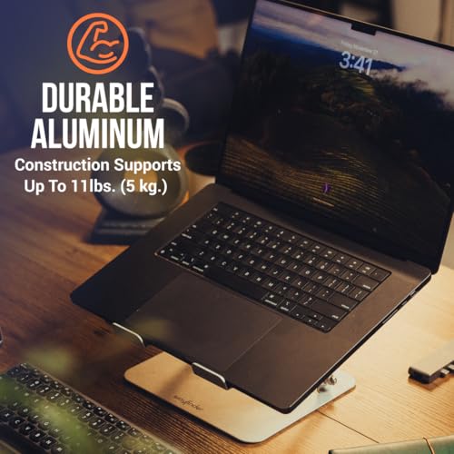 Wayfinder Supply Co. Portable Laptop Stand, Height Adjustable Riser with Open Back for Ventilation and Cooling, Foldable, Fits Laptops up to 17.3", Supports up to 11lbs. (WF-LAPTOPTABLET-COMPACT)