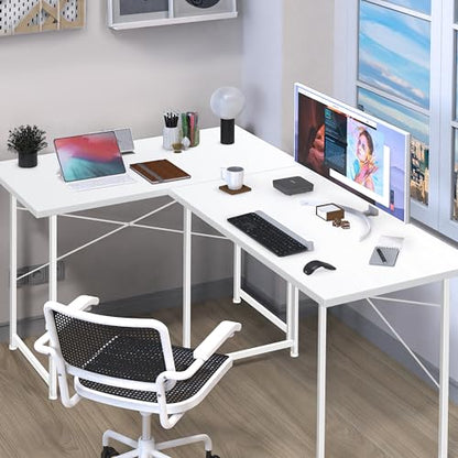 YSSOA Computer Desk Home Office Work Study Writing Modern Simple Table with Headphone Hooks - color: Basic White, size: 40 Inch