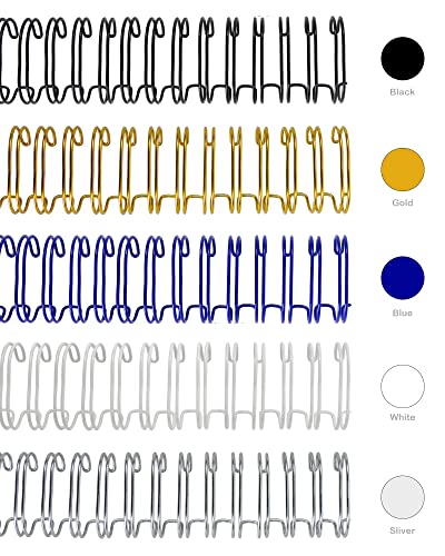 Rayson Wire Binding Spines, 5/8" 3:1 Pitch, 32-Loop, Multicolor, 50 Pack | Includes black, gold, blue, white and silver; choose 5/8" size for thicker documents with 3:1 pitch binders. - size: 5/8"