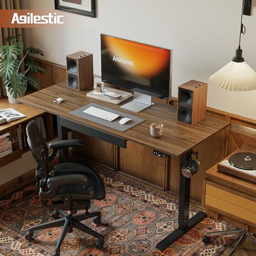 Agilestic 48*24 Inch Electric Standing Desk with Under Drawers, Dark Walnut - color: Basic Dark Walnut, size: 48x24 Inch