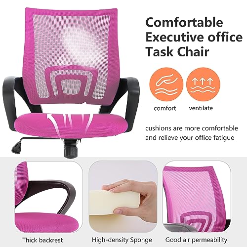 PayLessHere | Office Chair | Pink | Pack of 1 | with Lumbar Support - color: Pink, style: pack of 1
