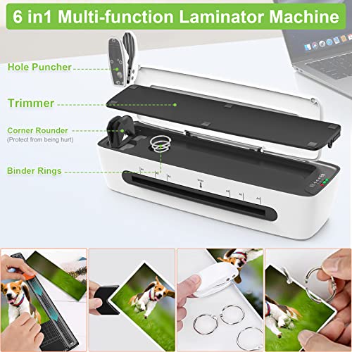 Qfun Laminator with Laminating Sheets 9 inch Portable Thermal Lamination - color: White