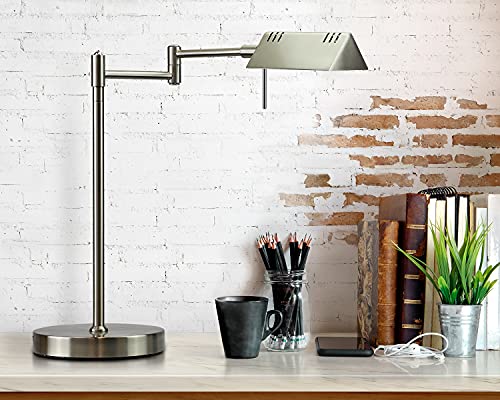 O'Bright LED Pharmacy Table Lamp, Full Range Dimming, 12W LED, 360 Degree Swing Arms, Desk, Reading, Craft, Work Lamp, ETL Tested, Brushed Nickel - color: Brushed Nickel