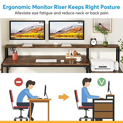 Tribesigns 63 Inch Computer Desk with File Drawer Cabinet, Ergonomic Desk - color: Rustic Brown
