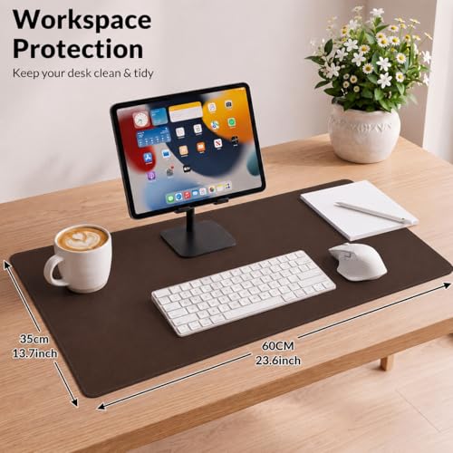 AFIING Leather Desk pad Protector, 35.4" x 17", Coffee,Desk mat | Dual-Sided Cork & PU Leather, Waterproof, Non-Slip, For Office & Gaming - color: Coffee, size: 36" x 17"