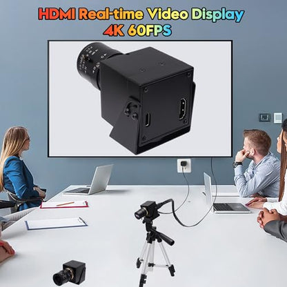 SVPRO 4K 60fps USB Camera with 2.8-12mm Manual Zoom Lens, HDMI/USB3.0 Dual Output, H.264/MJPEG, 4X Optical Zoom Webcam for PC, Mac, Raspberry Pi, Live Streaming, Video Conferencing, TV Monitor - color: 4K 60fps Camera with 2.8-12mm Lens