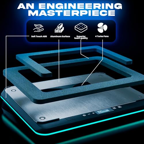 KLIM Turbofrost Gaming Laptop Cooling Pad, 16,000 RPM, RGB, USB-C/DC