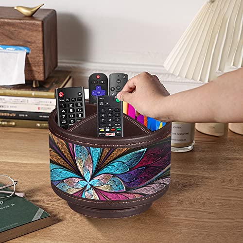 BIBELUN TV Remote Control Holder 360 Swivel Pen Holder Art Supply Organizer - color: Fractal Flower