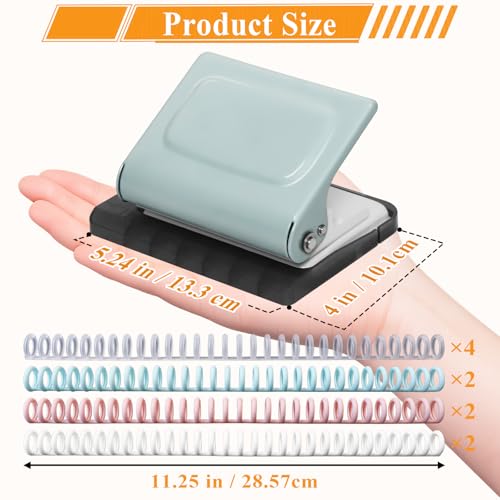 10 Hole Punch Binding Machine for Planners with 10 Multi-Color Binder Rings | 30 Holes on A4, 20 Holes on A5, 26 Holes on B5, 10 Sheet Capacity (Pale Blue) - color: Pale Blue