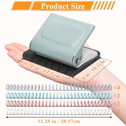 10 Hole Punch Binding Machine for Planners with 10 Multi-Color Binder Rings | 30 Holes on A4, 20 Holes on A5, 26 Holes on B5, 10 Sheet Capacity (Pale Blue) - color: Pale Blue
