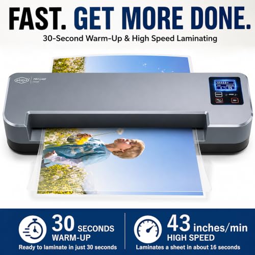 SINCHI 13-Inch 4-Roller Thermal Laminator & Foil Applicator w/LCD Display, 30s Warm-Up, 16s/Sheet, Supports 3–10 Mil, Micro-Adjust for Smoother Results, Commercial-Grade for Busy Offices, DIY Crafts