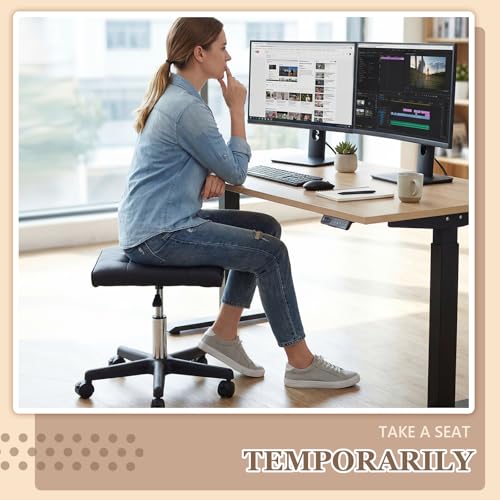 Wesiti Under Desk Foot Rest with Wheels, Adjustable Rolling Foot Stool Ottoman with Lockable Casters, PU Padded Leg Support for Office, Home, Pedicure & Workstation