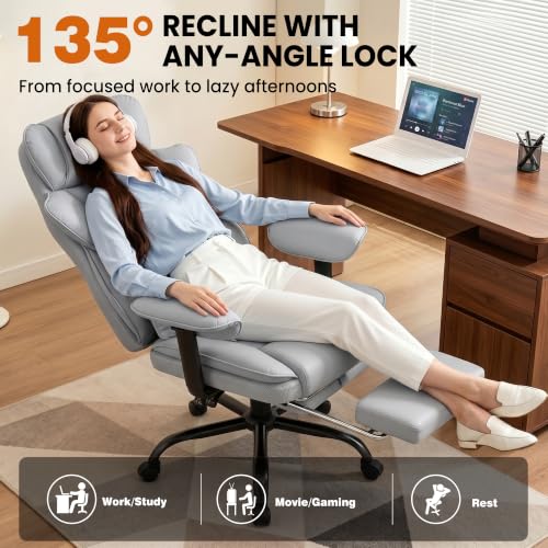 Office Chair, Desk Chair with Soft Adjustable Armrests - color: Grey
