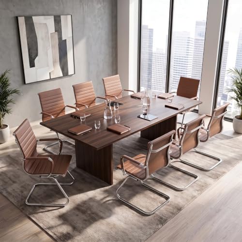 HNY 10-Pack PU Leather Office Guest Chairs - color: Coffee, size: 10 PCS