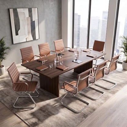 HNY 10-Pack PU Leather Office Guest Chairs - color: Coffee, size: 10 PCS