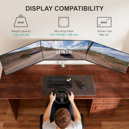 WALI Triple Monitor Mount for 13-32 inch Screens, Adjustable 3 Monitor Desk Mount with Swivel, Tilt, Clamp & Grommet Kit, Triple Monitor Stand for Desk, VESA 75x75/100x100mm (GSDM003W), White